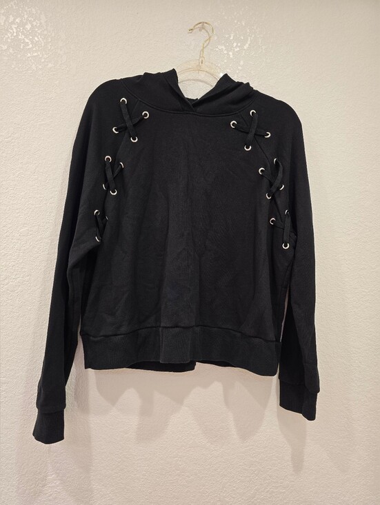 Victoria's Secret Tops - Victoria's Secret Sport lace-up hoodie Black M